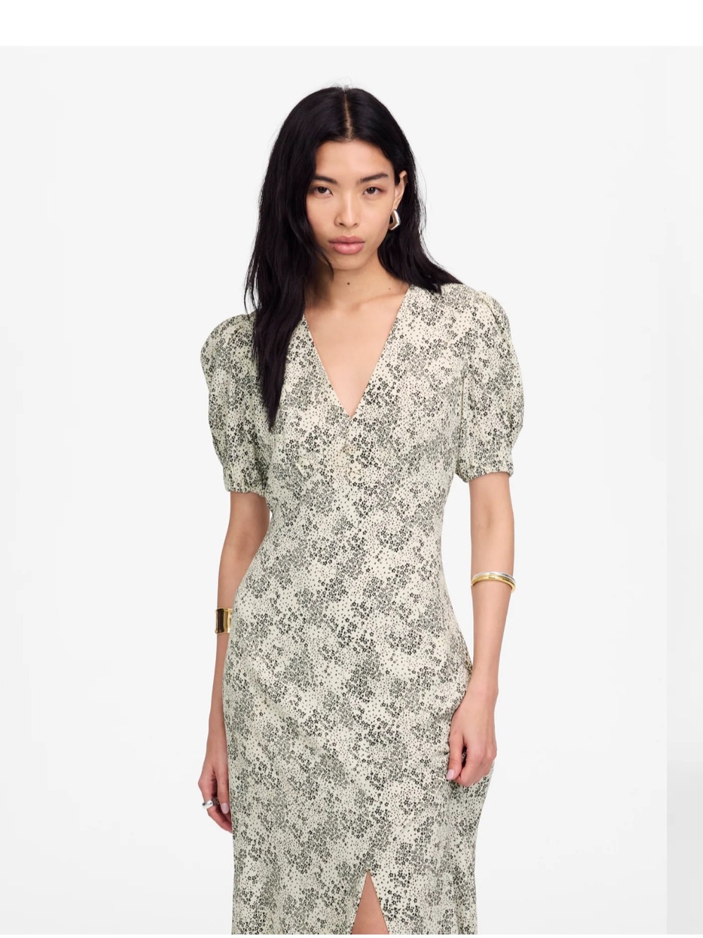 Madewell v-Neck Puff Sleeve Midi Dress in Floral nwt 14